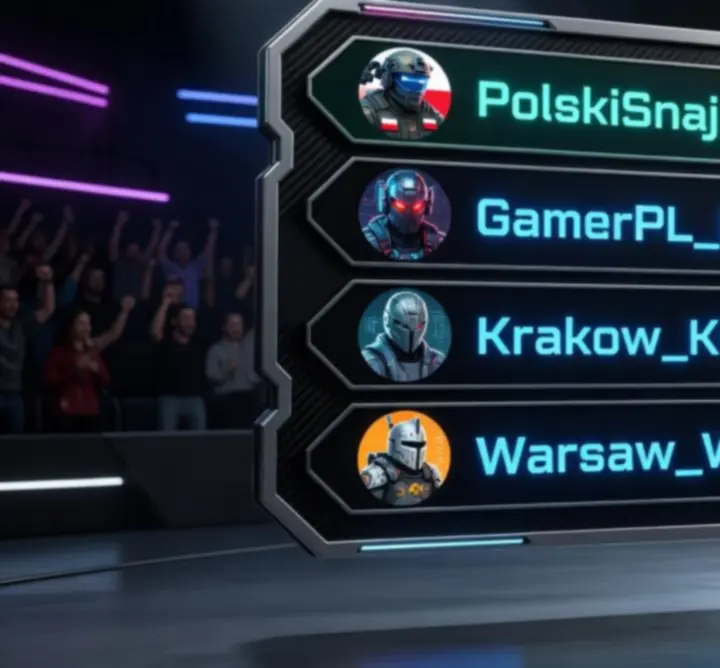 Stylizowana grafika tabeli rankingowej w klimacie esportowym