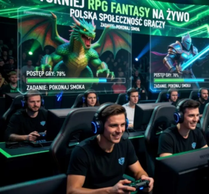 Uczestnicy internetowego wydarzenia gamingowego podczas rozgrywek fantasy